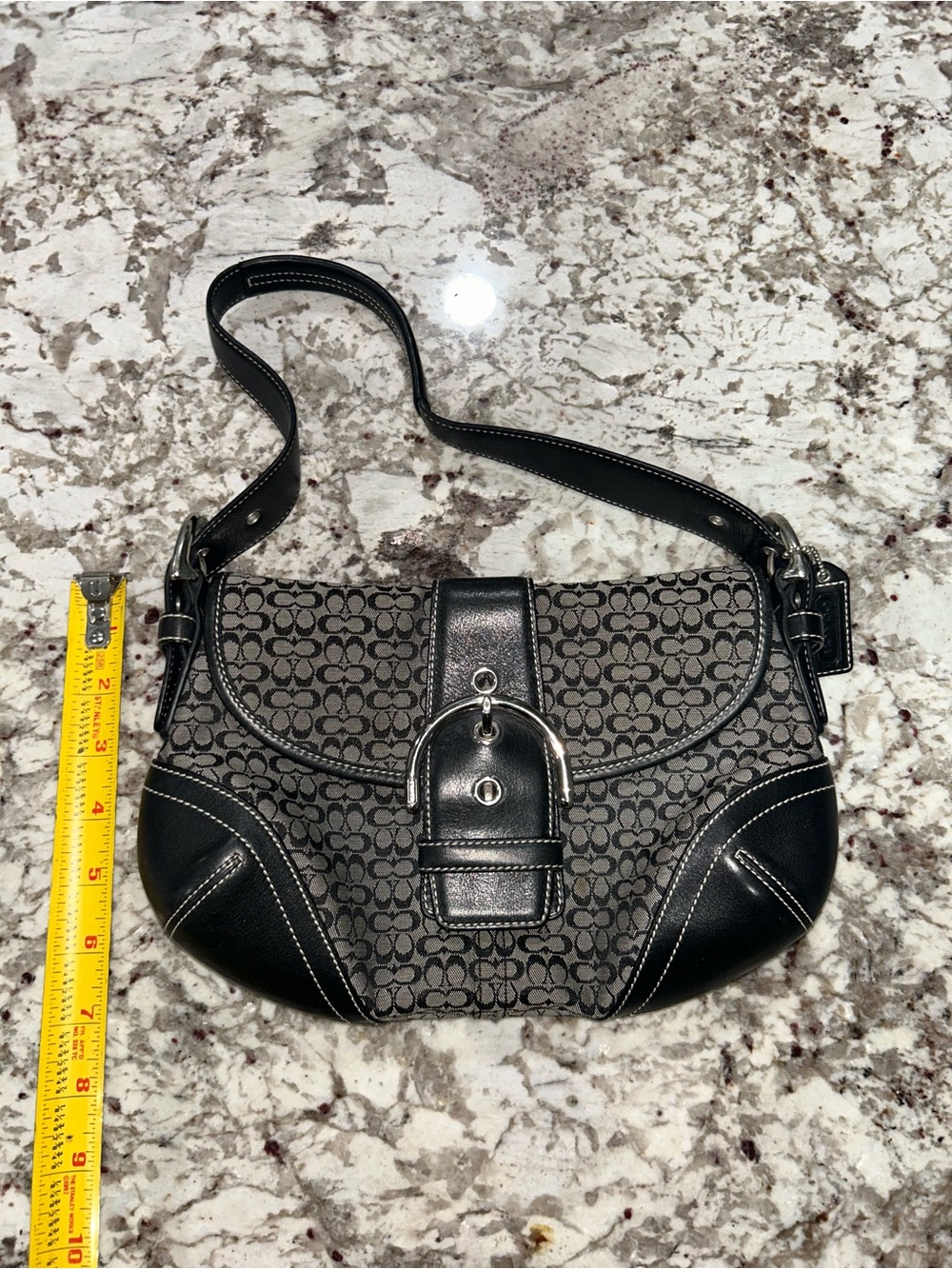 VTG Coach Soho Signature Black & Grey Canvas Leather Shoulder Bag # 6818 - Picture 4 of 12